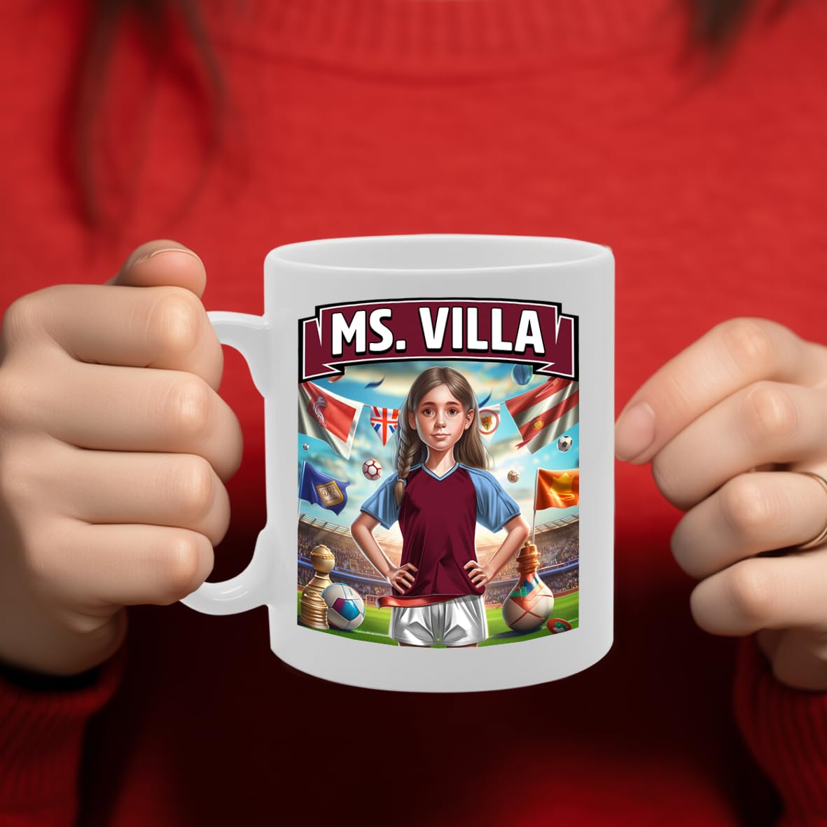 Ms Villa Printed Tea Coffee Ceramic For Footie Fan Ladies Girls Mg6384 - Funny Printed Coffee Mug - Great Gift Idea