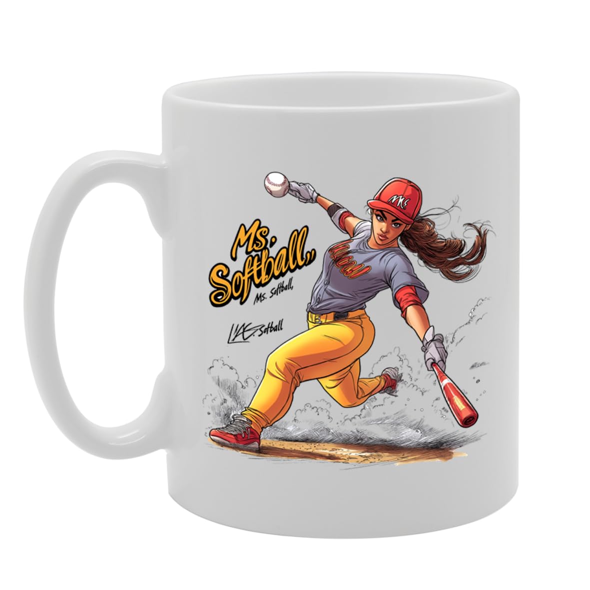 11Oz Ceramic  Featuring Popular Sports Designs From Around The World – Ideal For Sports Fans And Enthusiasts (Softball Mg6596) - Funny Printed Coffee Mug - Great Gift Idea