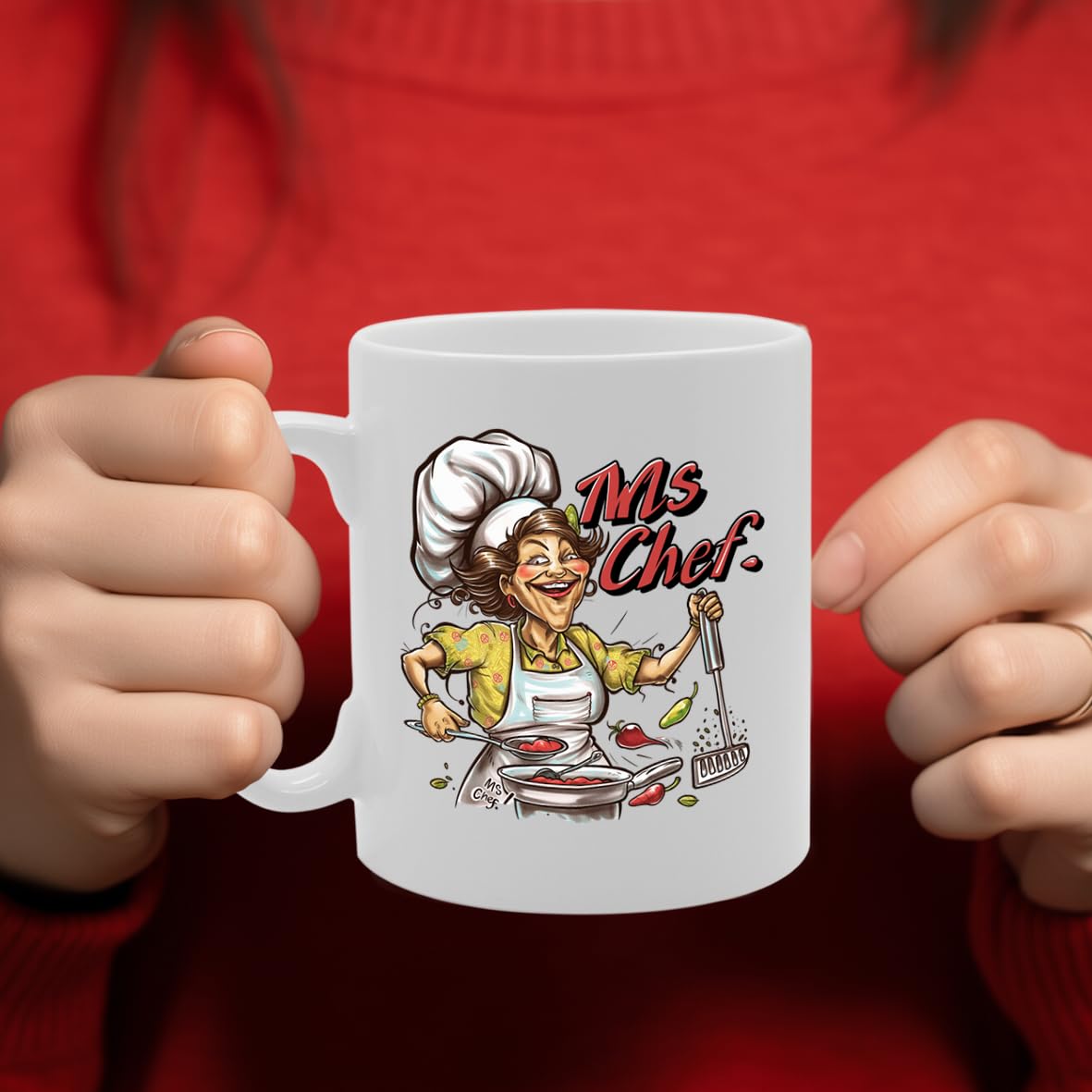 Ms Chef Ceramic  - Ideal For Female Chefs, Culinary Artists, And Food Lovers - 11Oz Coffee  With Stylish Design Mg6292 - Funny Printed Coffee Mug - Great Gift Idea