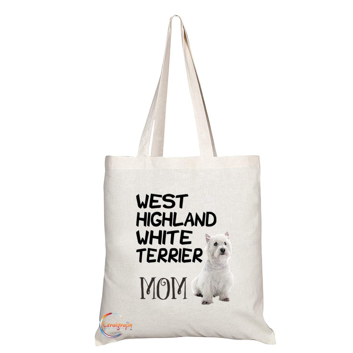 TB590 WEST HIGHLAND WHITE TERRIER MOM Novelty Present Gift Printed Eco-Friendly Stylish Long Handled Tote Shoulder Bag