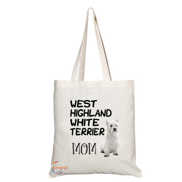TB590 WEST HIGHLAND WHITE TERRIER MOM Novelty Present Gift Printed Eco-Friendly Stylish Long Handled Tote Shoulder Bag