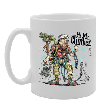 Mr Climber Souvenir  – Depicting A Brave Climber Conquering Heights – Memory Keepsake For Rock Climbing Enthusiasts – Mr Climber Memorabilia Mg6263 - Funny Printed Coffee Mug - Great Gift Idea