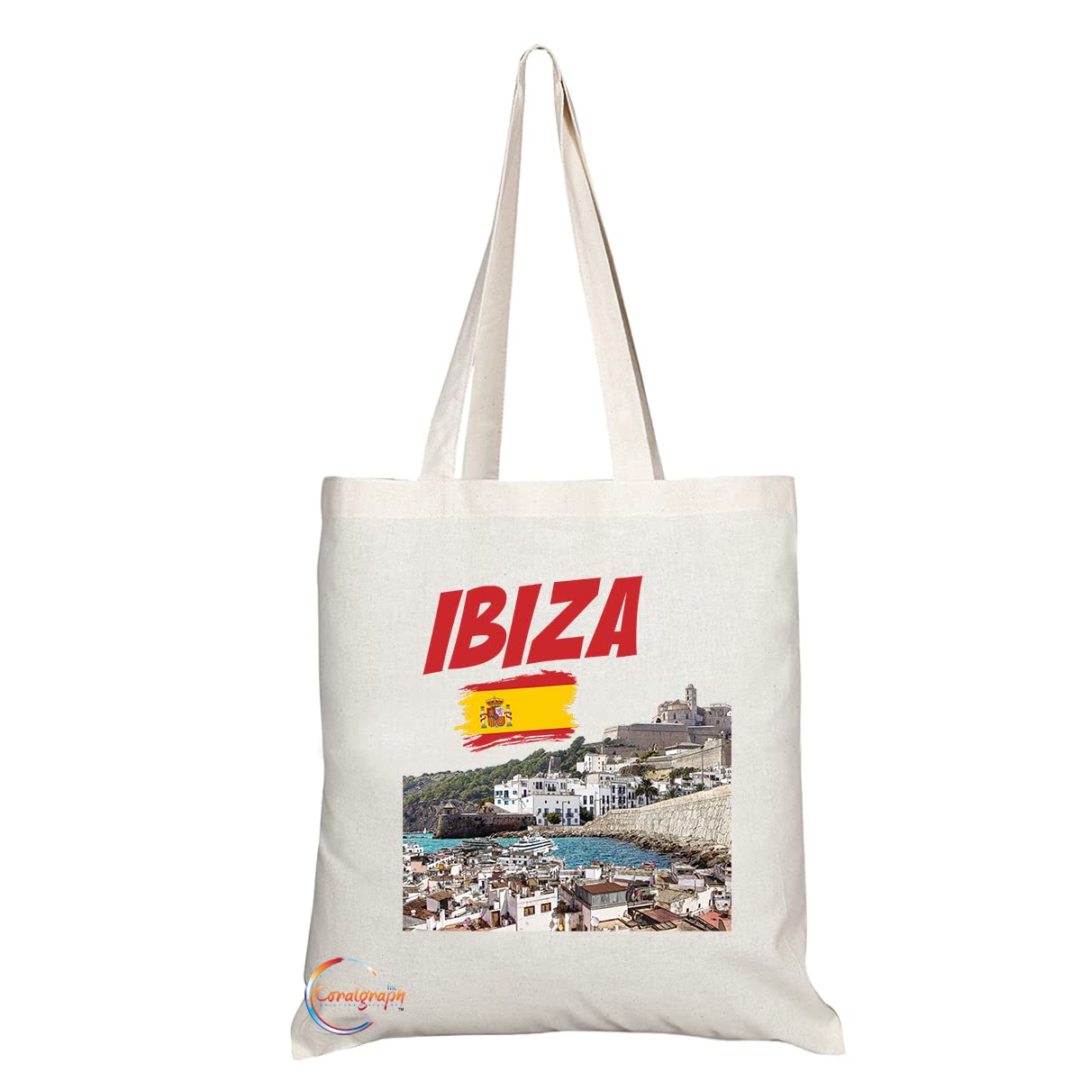 TB1545 Ibiza Spain - A Novelty Present Gift Printed Eco-Friendly Stylish Long Handled Tote Shoulder Bag