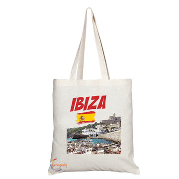 TB1545 Ibiza Spain - A Novelty Present Gift Printed Eco-Friendly Stylish Long Handled Tote Shoulder Bag