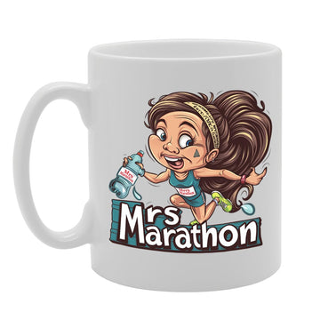 Mrs Marathon  - Designed For Marathon Runners, Fitness Enthusiasts, Athletes, Durable Ceramic, Dishwasher Safe Mg6009 - Funny Printed Coffee Mug - Great Gift Idea