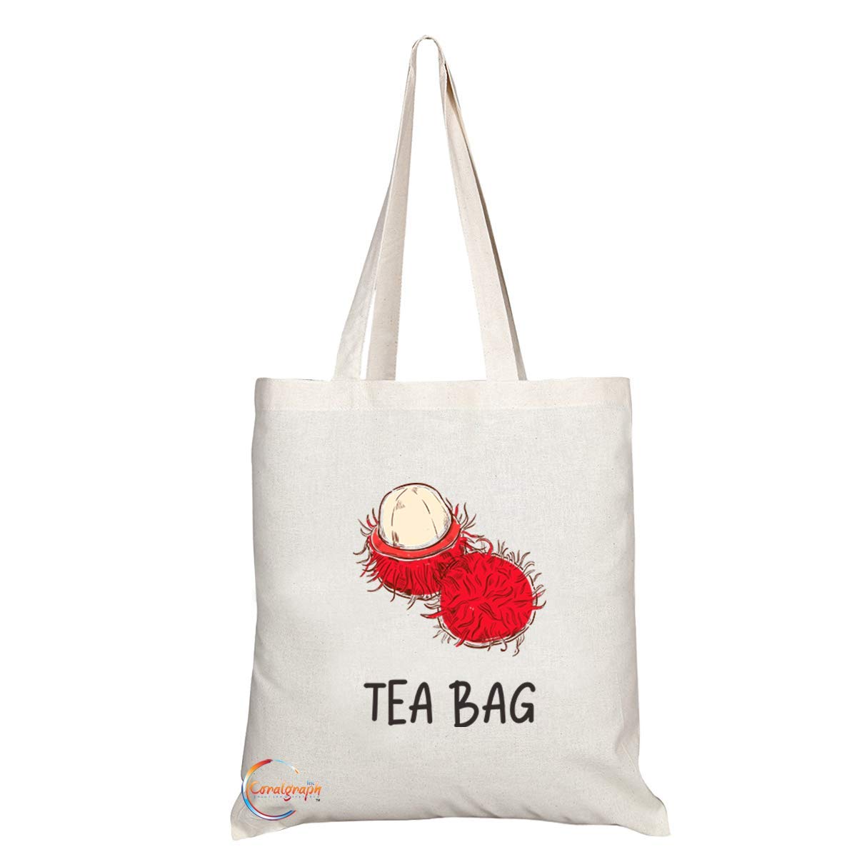 TB755 Rambutan Tea Bag Novelty Present Gift Printed Eco-Friendly Stylish Long Handled Tote Shoulder Bag