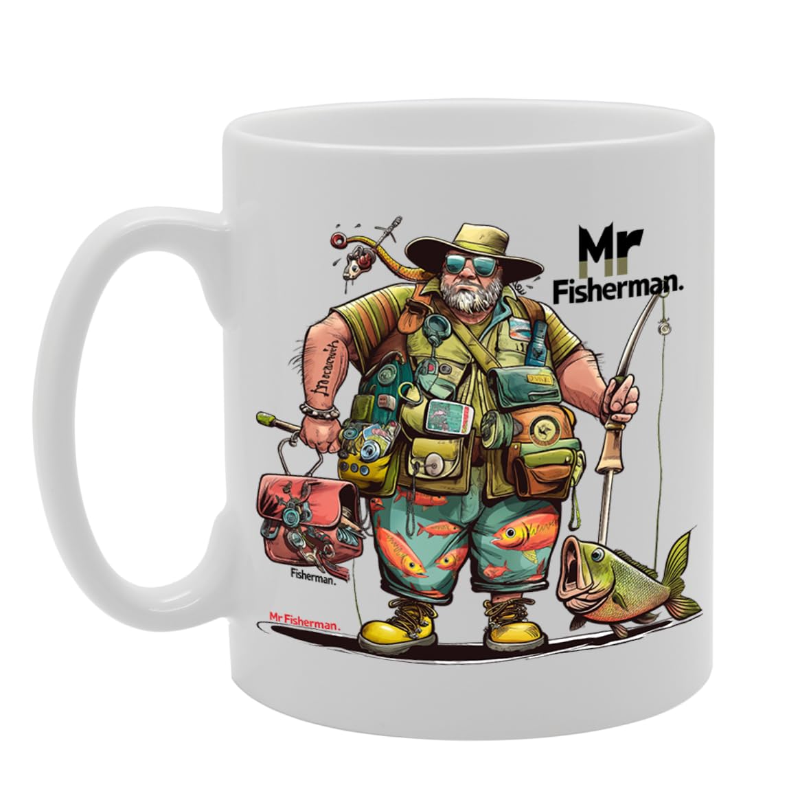 Mr Fisherman  - For Fishermen, Anglers, Fishing Enthusiasts, Durable Ceramic, Dishwasher Safe, Premium Print Mg6070 - Funny Printed Coffee Mug - Great Gift Idea