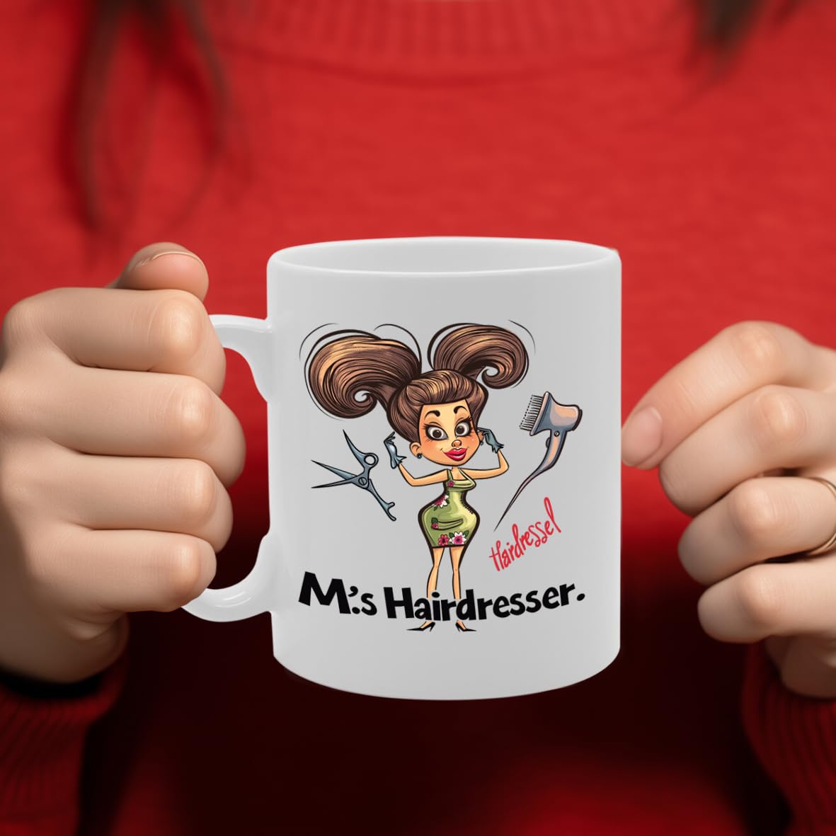 Ms Hairdresser Ceramic  - Ideal For Hair Stylists, Salon Professionals, And Beauty Enthusiasts - 11Oz Coffee  With Chic Design Mg6280 - Funny Printed Coffee Mug - Great Gift Idea