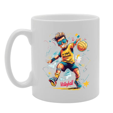 11Oz Ceramic  Featuring Popular Sports Designs From Around The World – Ideal For Sports Fans And Enthusiasts (Volleyball Mg6585 ) - Funny Printed Coffee Mug - Great Gift Idea