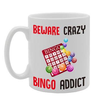 Beware Crazy Bingo Addict   Printed Tea Coffee Cermic  Mg4293 - Funny Printed Coffee Mug - Great Gift Idea