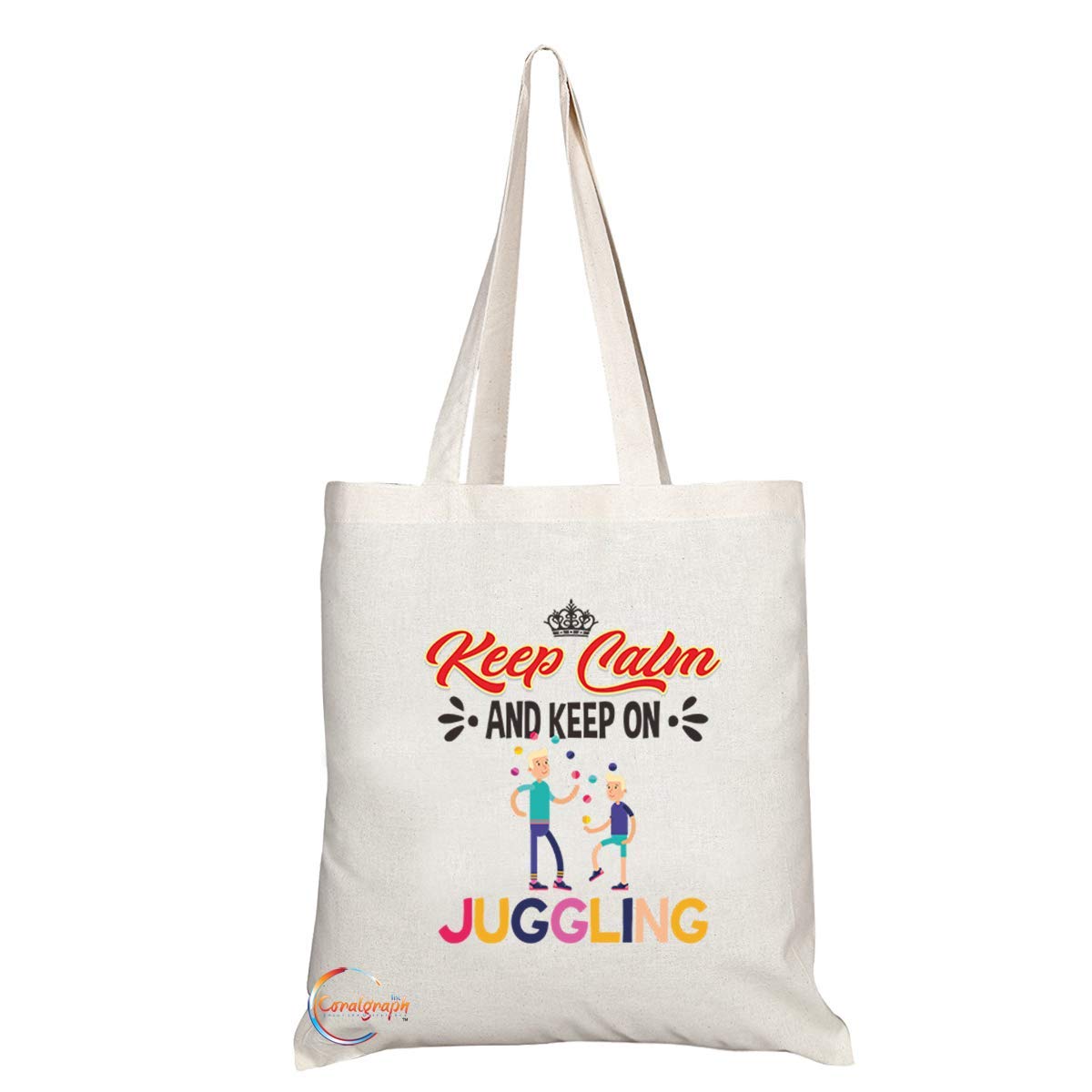 TB1077 Keep Calm and Keep on Juggling Novelty Present Gift Printed Eco-Friendly Stylish Long Handled Tote Shoulder Bag