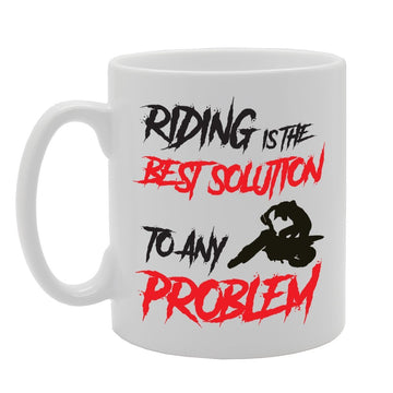 Bike Riding Is The Best Solution To Any Problem   Printed Tea Coffee Ceramic  Mg1723 - Funny Printed Coffee Mug - Great Gift Idea