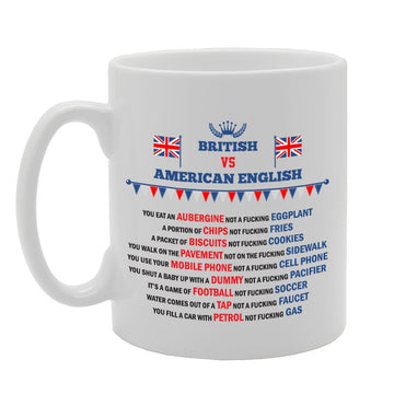 British Vs American English Funny Factual Difference   Printed Tea Coffee Ceramic  Mg2117 - Funny Printed Coffee Mug - Great Gift Idea