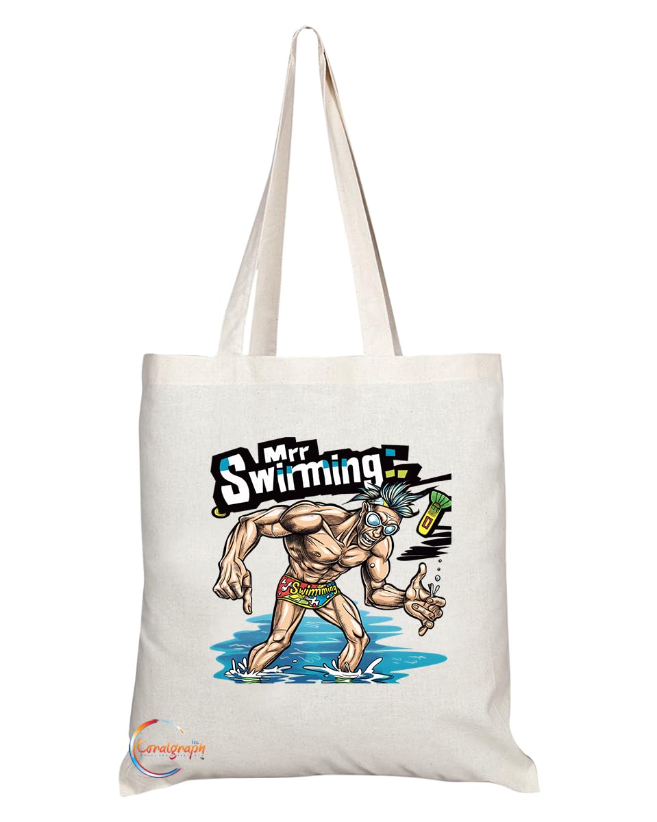 TB1809 Mr Swimming Tote Bag - Gift for Swimmers, Swimming Coaches, Water Sports Enthusiasts - Durable, Stylish, Eco-Friendly, Reusable, Spacious, and Lightweight