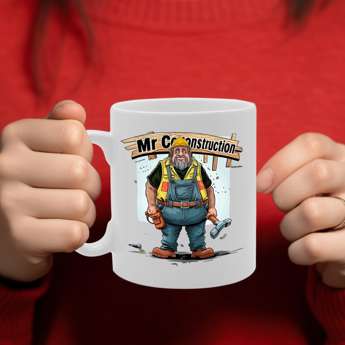 Mr Construction  - Ideal For Construction Workers And Building Professionals, 11Oz Ceramic Coffee  For Builders And Tradesmen Mg5995 - Funny Printed Coffee Mug - Great Gift Idea