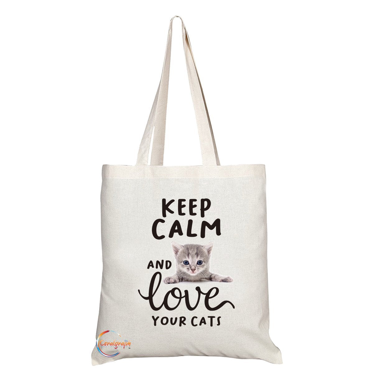 TB301 Keep Calm & Love Your Cats Novelty Present Gift Printed Eco-Friendly Stylish Long Handled Tote Shoulder Bag