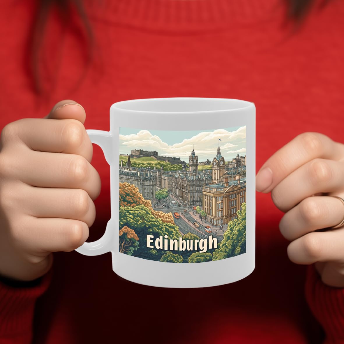 11Oz Dishwasher-Safe Ceramic  Featuring Popular Cities & Capitals From Europe And Around The World (Edinburgh) - Funny Printed Coffee Mug - Great Gift Idea