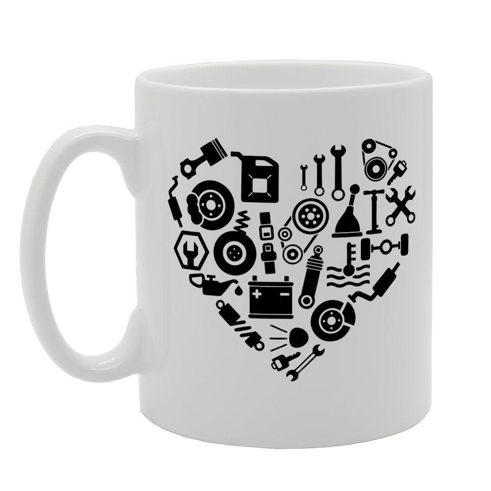 Mechanical Heart Of Car Parts Funny Joke   Printed Tea Coffee Ceramic  Mg1501 - Funny Printed Coffee Mug - Great Gift Idea