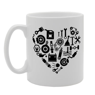 Mechanical Heart Of Car Parts Funny Joke   Printed Tea Coffee Ceramic  Mg1501 - Funny Printed Coffee Mug - Great Gift Idea