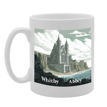 Printed Coffee Ceramic  Featuring Cities And Landmarks In United Kingdom (Whitby Abbey) - Funny Printed Coffee Mug - Great Gift Idea