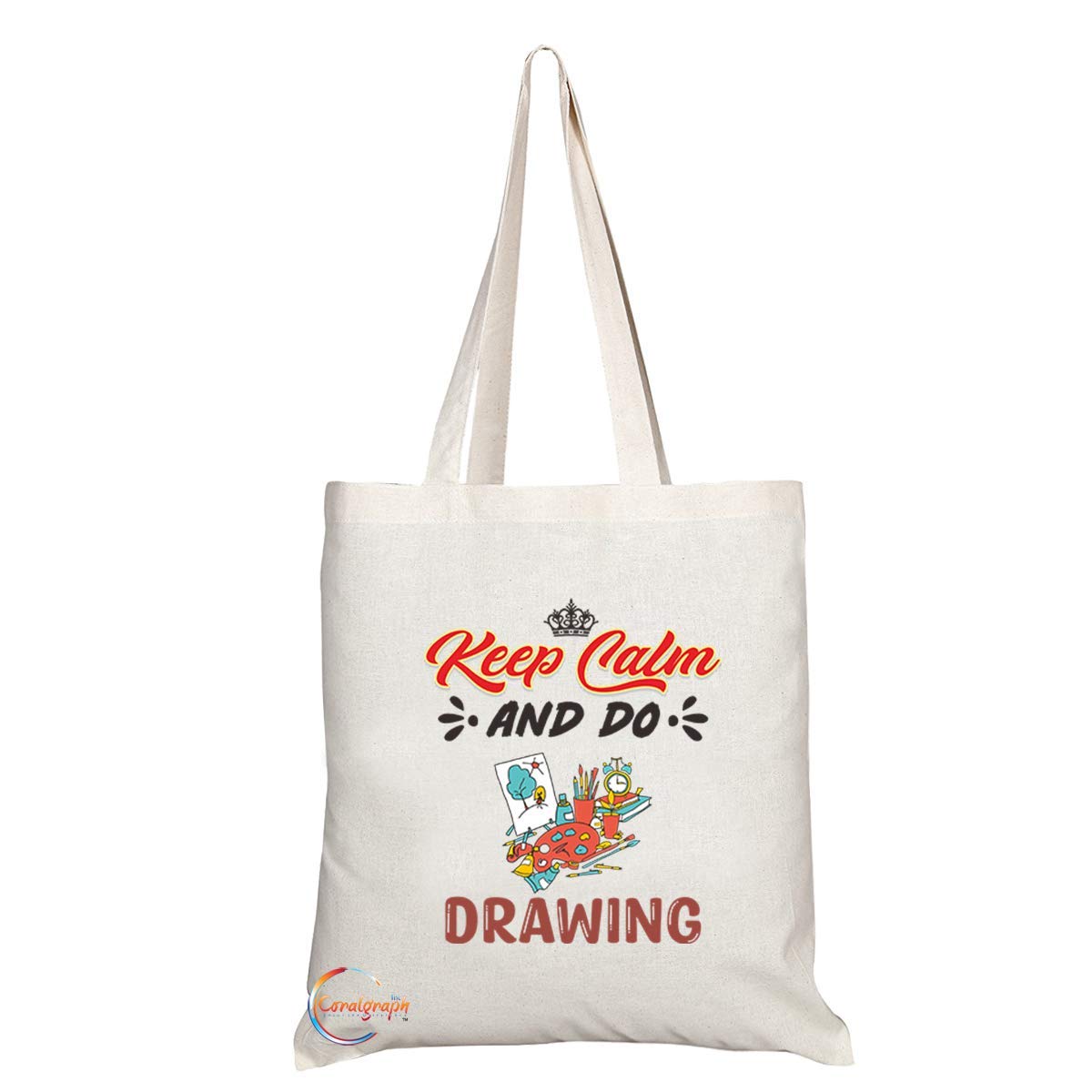 TB1067 Keep Calm and Do Drawing Novelty Present Gift Printed Eco-Friendly Stylish Long Handled Tote Shoulder Bag