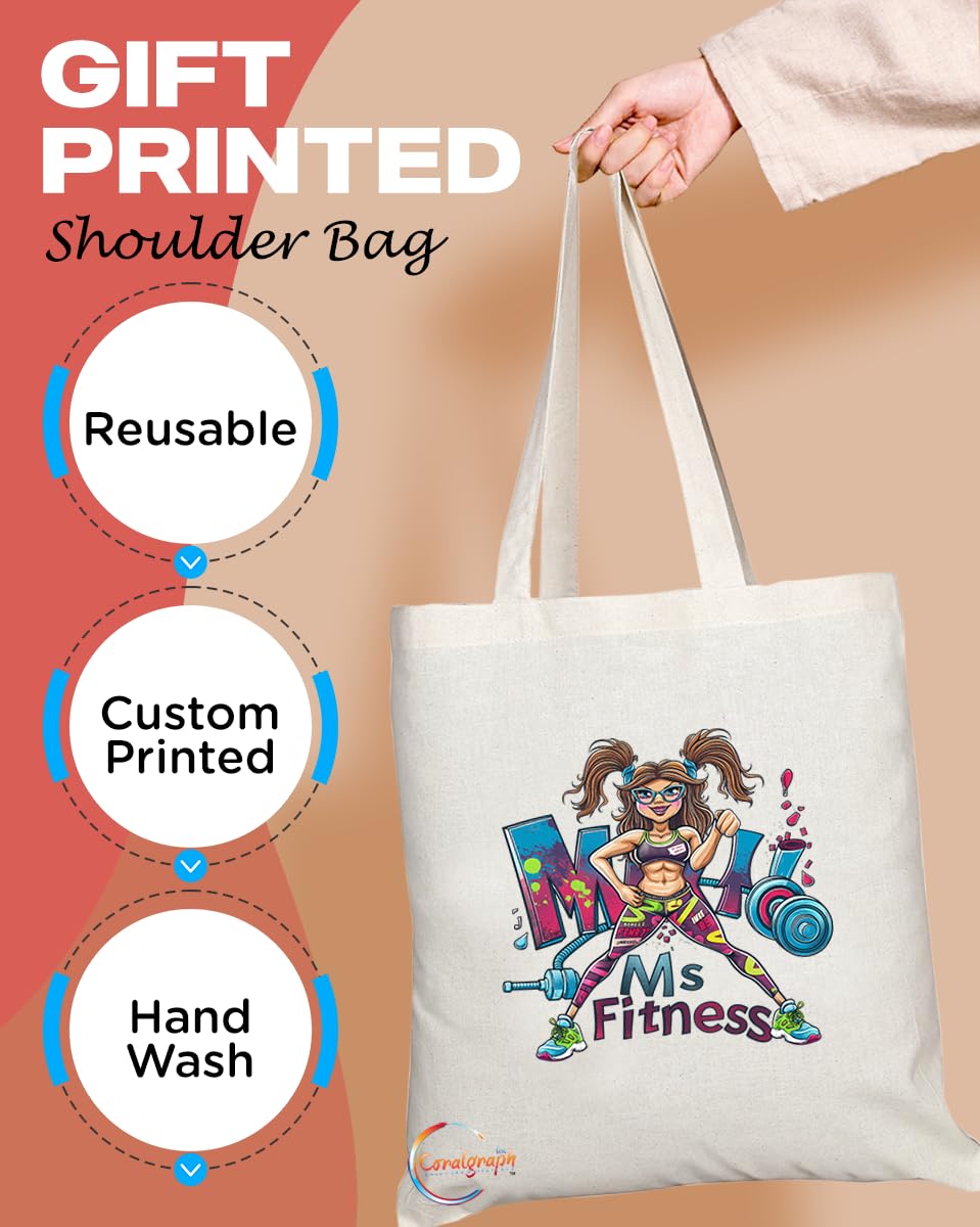 TB1965 Ms Fitness Enthusiast Girl Tote Bag - Ideal for Workout Lovers, Gym Goers, and Health Buffs - Tote Bag with Motivational Design