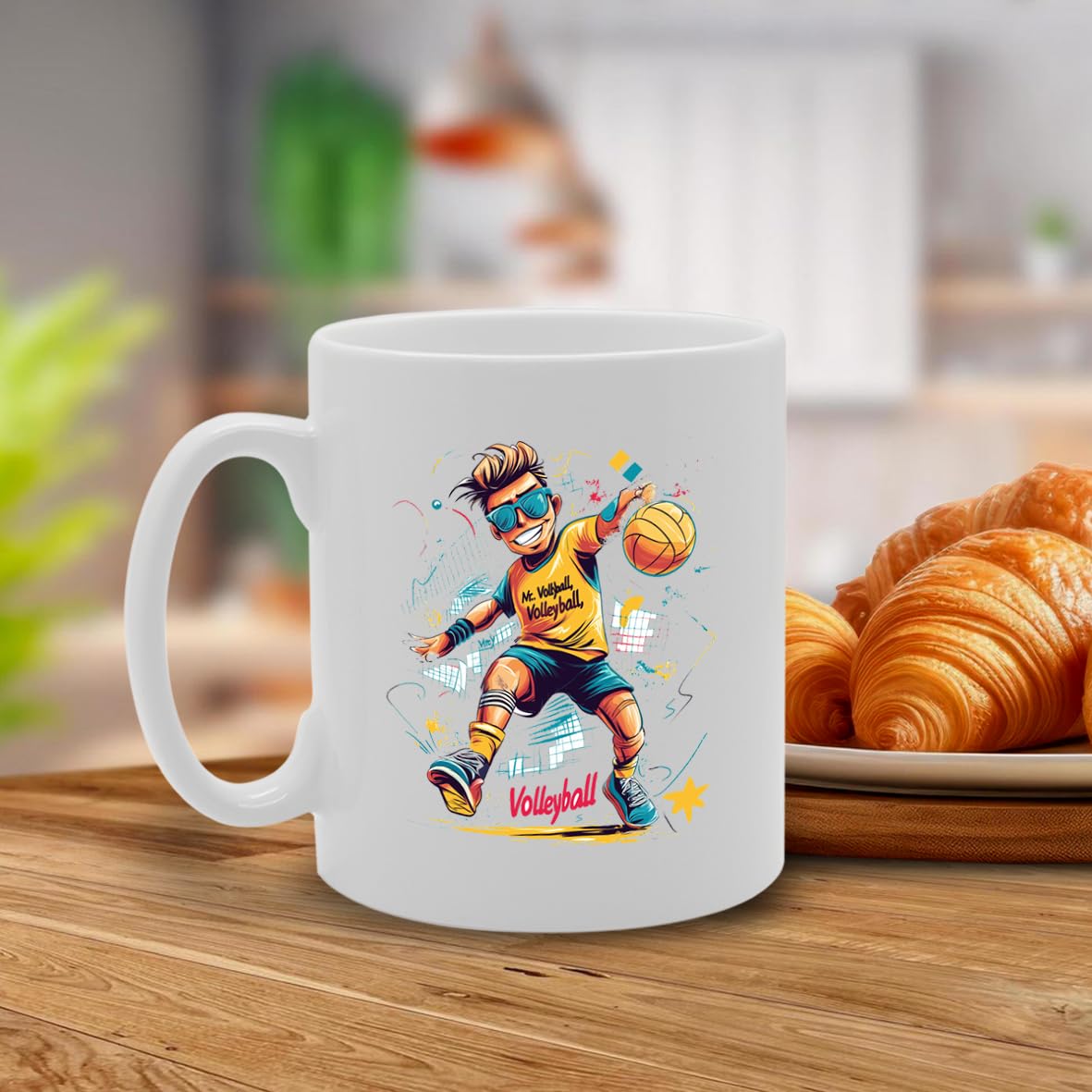 11Oz Ceramic  Featuring Popular Sports Designs From Around The World – Ideal For Sports Fans And Enthusiasts (Volleyball Mg6585 ) - Funny Printed Coffee Mug - Great Gift Idea
