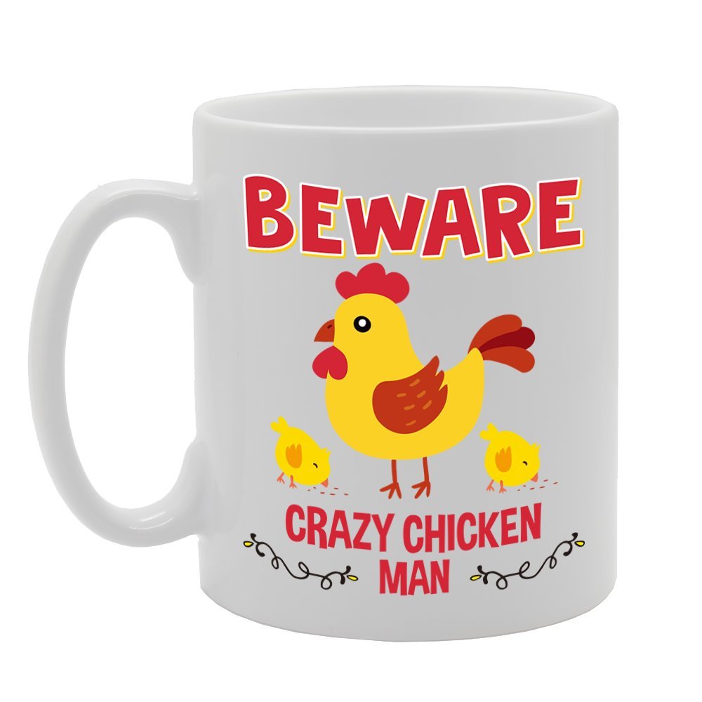 Beware Crazy Chicken Man (B)   Printed Tea Coffee Cermic  Mg4288 - Funny Printed Coffee Mug - Great Gift Idea