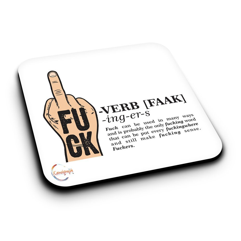 ER305 Funny F*ck Dictionary Definition Novelty Present Gift Printed MDF Wooden Coaster