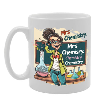 Mrs Chemistry  - Designed For Female Chemistry Teachers, Scientists, Research Enthusiasts, Durable Ceramic, Dishwasher Safe, Perfect For Celebrating Science Mg6025 - Funny Printed Coffee Mug - Great Gift Idea
