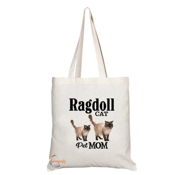 TB608 Pet MOM Ragdoll CAT Novelty Present Gift Printed Eco-Friendly Stylish Long Handled Tote Shoulder Bag