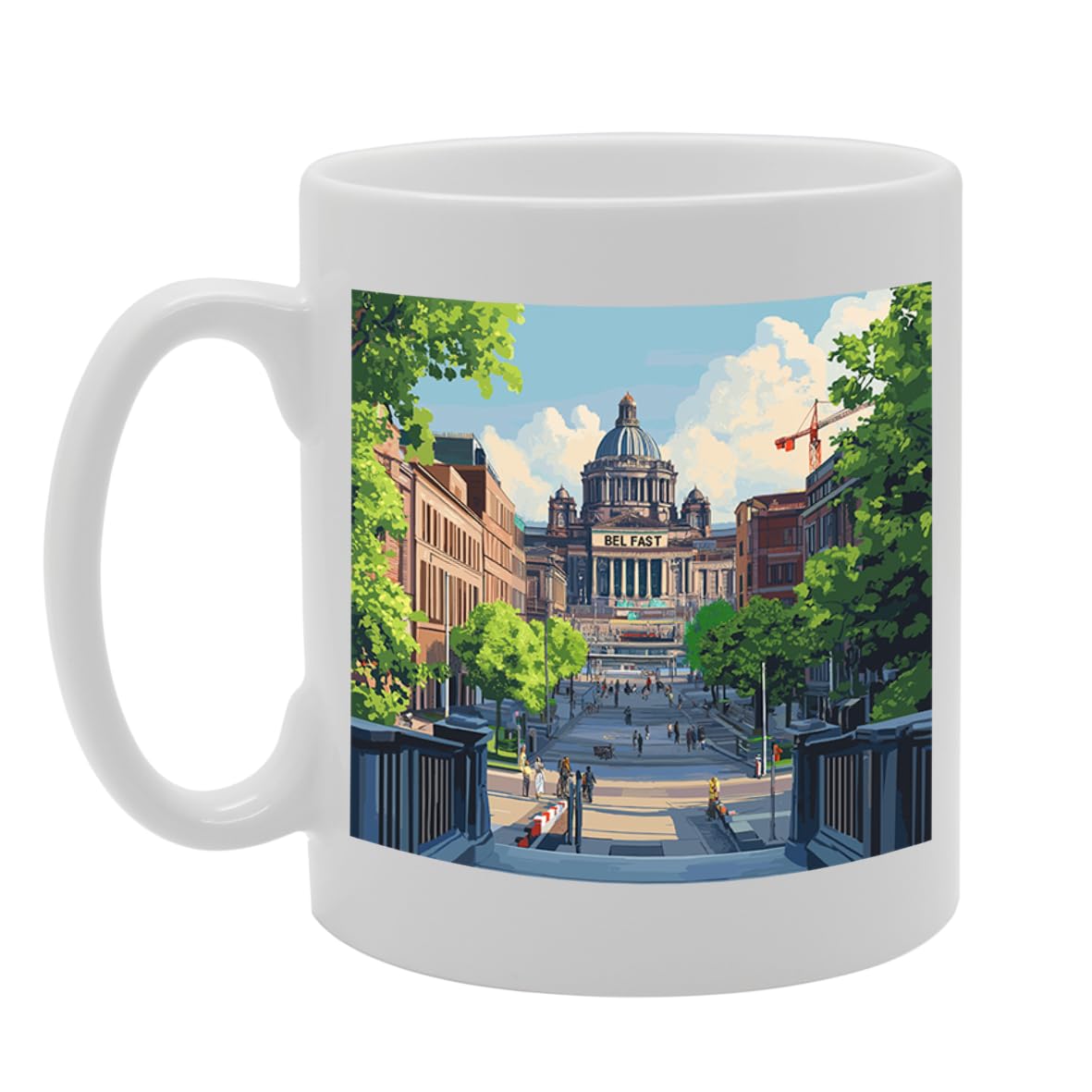 Printed Coffee Ceramic  Featuring Cities And Landmarks In United Kingdom (Belfast) - Funny Printed Coffee Mug - Great Gift Idea