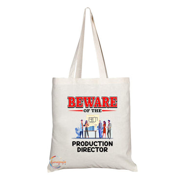 TB836 Beware of the Production Director Novelty Present Gift Printed Eco-Friendly Stylish Long Handled Tote Shoulder Bag
