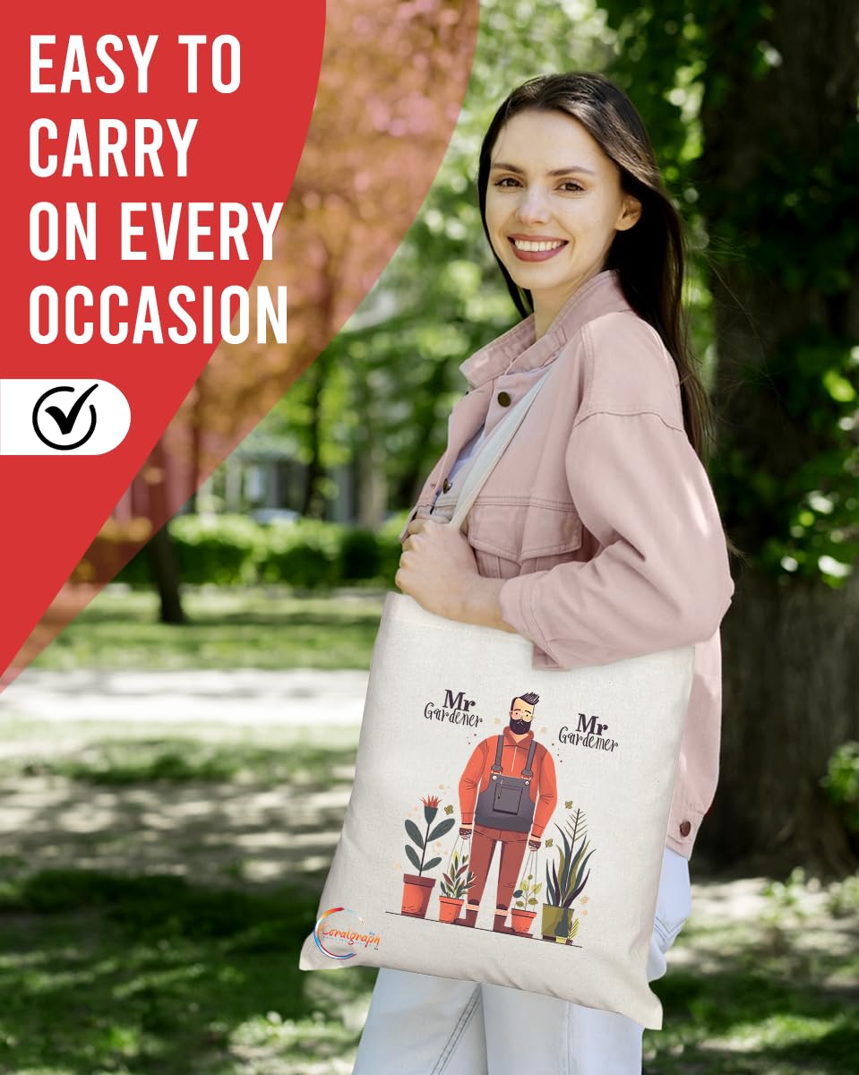 TB1708 Mr Gardener Tote Bag - Great for Gardeners, Plant Lovers, Horticulturists - Sustainable, Stylish, Long Handled, Durable and Reusable