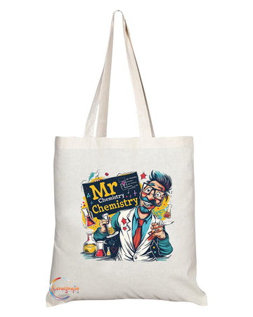 TB1823 Mr Chemistry Tote Bag - Gift for Chemistry Teachers, Scientists, Research Enthusiasts - Durable, Stylish, Eco-Friendly, Reusable, Spacious, and Lightweight