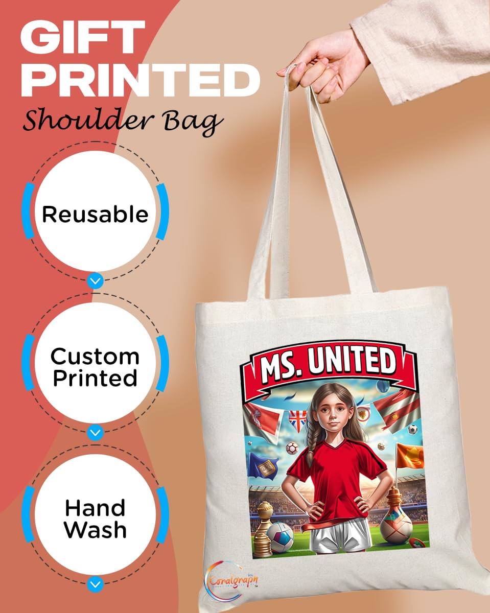 TB1606 Ms United Footie Fan Lady Girl Tote Bag - Eco-Friendly, Stylish, Long Handled, Perfect Novelty Gift by