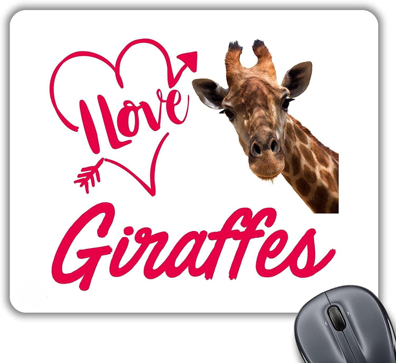 CP613 I Love Giraffe Novelty Gift Printed PC Laptop Computer Mouse Mat Pad