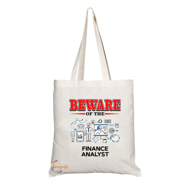 TB879 Beware of the Finance Analyst Novelty Present Gift Printed Eco-Friendly Stylish Long Handled Tote Shoulder Bag
