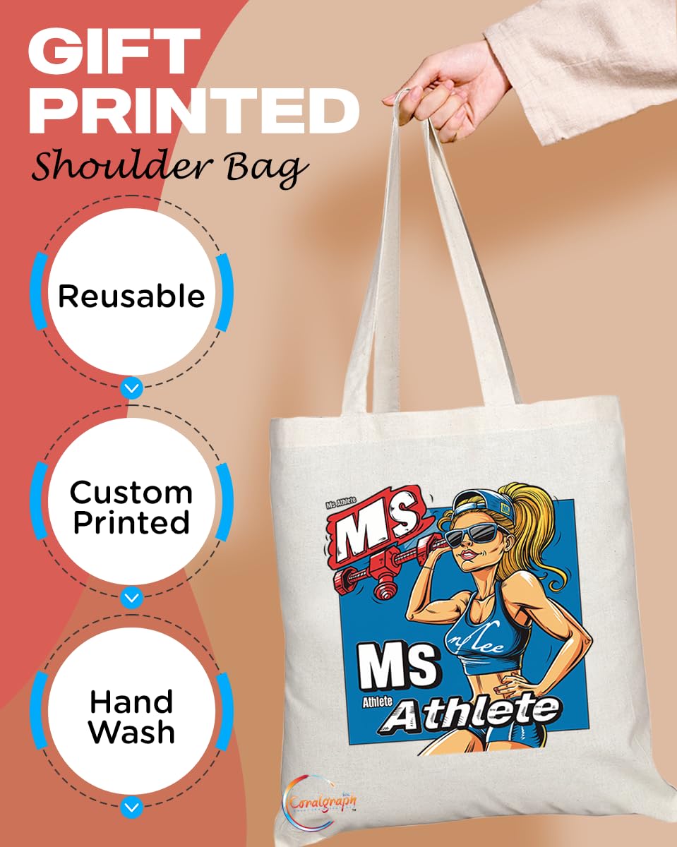 TB1868 Ms Athlete Tote Bag - Great Gift for Female Athletes, Sports Enthusiasts, Fitness Lovers - Durable, Stylish, Eco-Friendly, Reusable, Spacious, and Lightweight