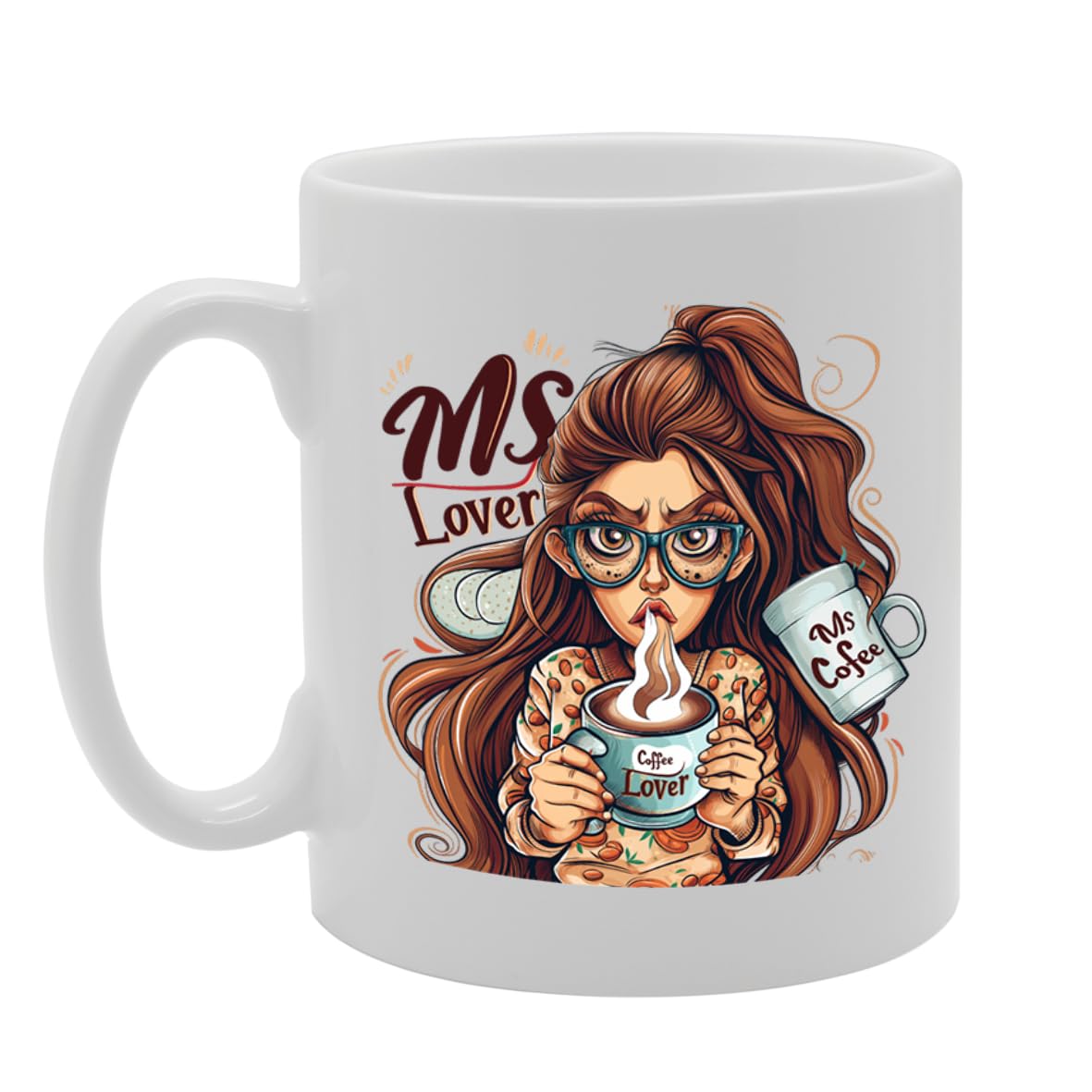 Ms Coffee Lover Ceramic  - Ideal For Coffee Enthusiasts, Cafe Goers, And Morning People - 11Oz Coffee  With Charming Design Mg6296 - Funny Printed Coffee Mug - Great Gift Idea