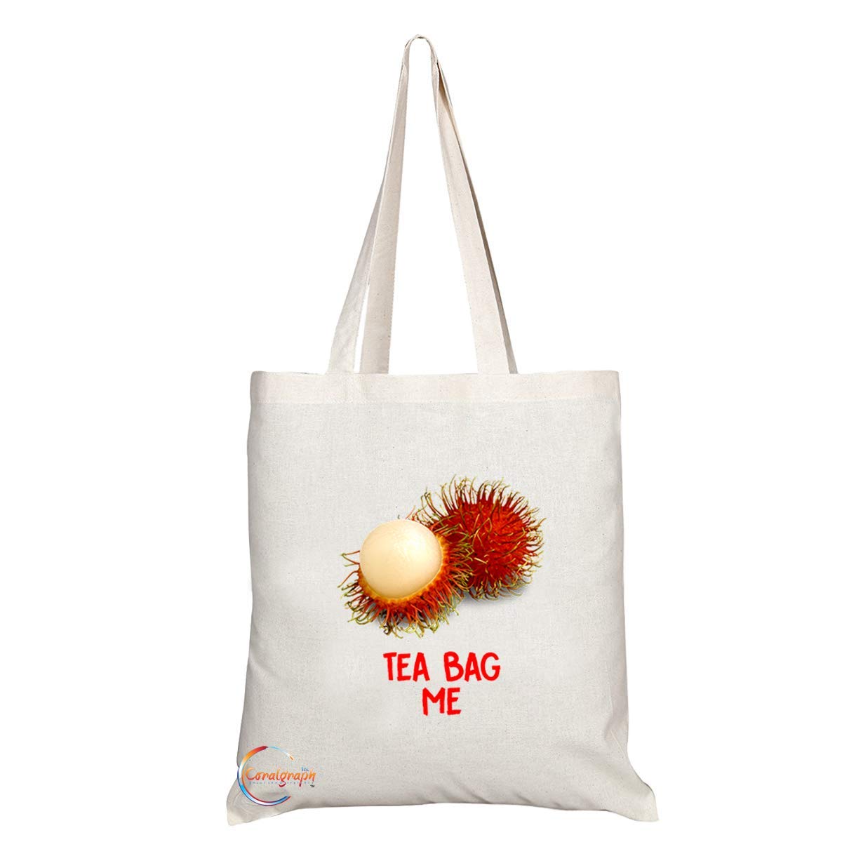 TB765 Rambutan Tea Bag Me Novelty Present Gift Printed Eco-Friendly Stylish Long Handled Tote Shoulder Bag