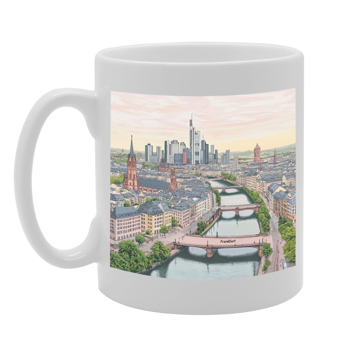 11Oz Dishwasher-Safe Ceramic  Featuring Popular Cities & Capitals From Europe And Around The World (Frankfurt) - Funny Printed Coffee Mug - Great Gift Idea