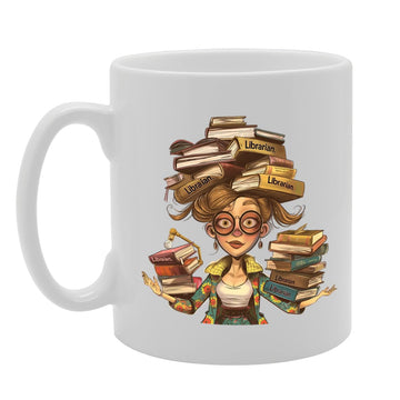 Ms Librarian Souvenir  – Depicting A Knowledgeable Librarian With Books – Memory Keepsake For Library And Book Lovers – Ms Librarian Memorabilia Mg6265 - Funny Printed Coffee Mug - Great Gift Idea