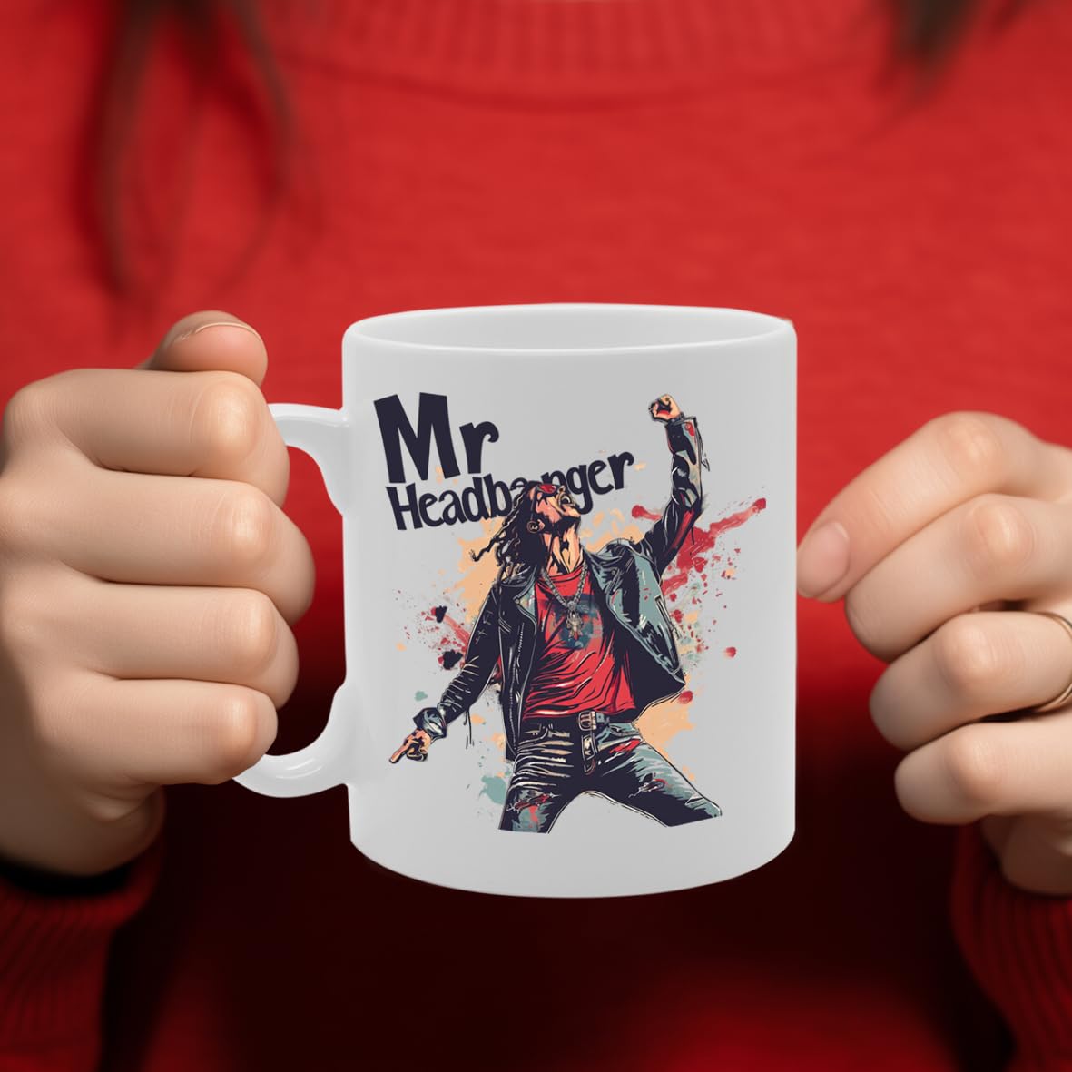 Mr Headbanger  - Ideal For Rock Music Fans And Metalheads, 11Oz Ceramic Coffee  For Music Enthusiasts And Concert Lovers Mg5924 - Funny Printed Coffee Mug - Great Gift Idea