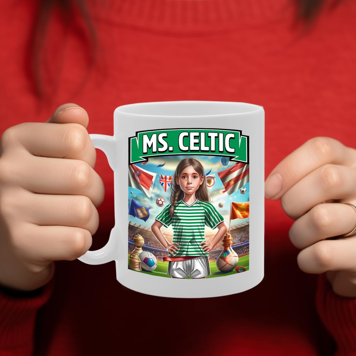 Football Fan Ceramic  - Perfect   For Soccer Lovers, Ladies & Girls - Printed Cup For Footie Enthusiasts (Celtic) - Funny Printed Coffee Mug - Great Gift Idea