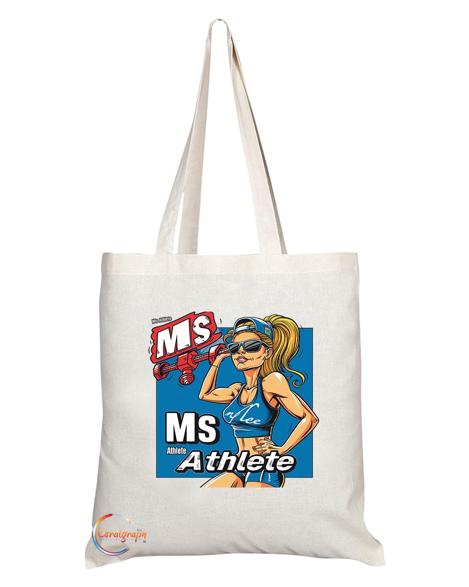 TB1868 Ms Athlete Tote Bag - Great Gift for Female Athletes, Sports Enthusiasts, Fitness Lovers - Durable, Stylish, Eco-Friendly, Reusable, Spacious, and Lightweight