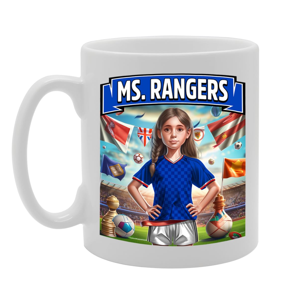 Football Fan Ceramic  - Perfect   For Soccer Lovers, Ladies & Girls - Printed Cup For Footie Enthusiasts (Rangers) - Funny Printed Coffee Mug - Great Gift Idea