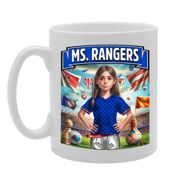 Football Fan Ceramic  - Perfect   For Soccer Lovers, Ladies & Girls - Printed Cup For Footie Enthusiasts (Rangers) - Funny Printed Coffee Mug - Great Gift Idea