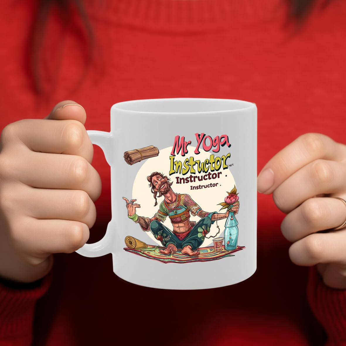 Mr Yoga Instructor Ceramic  - Ideal For Yoga Teachers, Wellness Coaches, And Fitness Enthusiasts - 11Oz Coffee  With Relaxing Design Mg6277 - Funny Printed Coffee Mug - Great Gift Idea