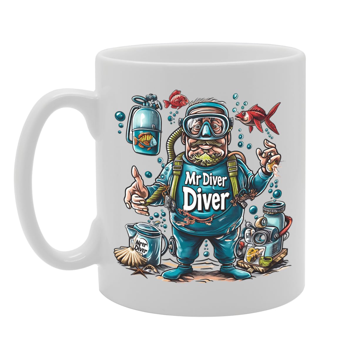 Mr Diver  - For Divers, Scuba Enthusiasts, Underwater Explorers, Durable Ceramic, Dishwasher Safe, Premium Print Mg6090 - Funny Printed Coffee Mug - Great Gift Idea